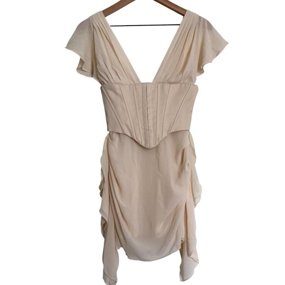 NWT Oh Polly Cerise Draped Corset Mini Dress in Ivory - Picture 4 of 9